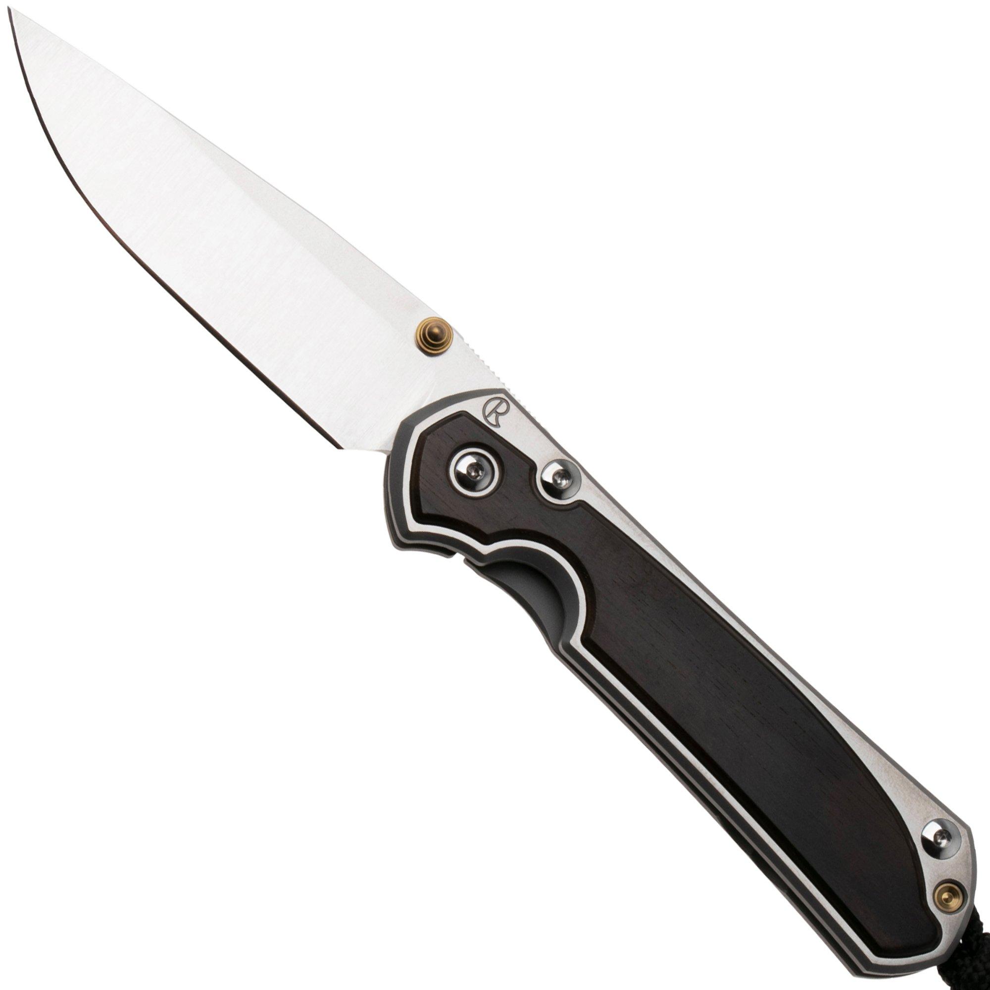Chris Reeve Small Sebenza 31 S31-1636, Satin CPM MagnaCut, Polished Titanium, Macassar Ebony Inlay pocket knife