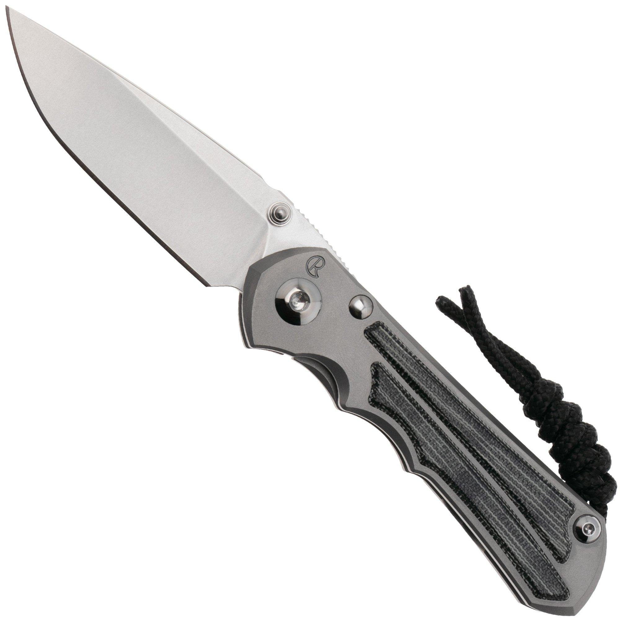 Nóż składany Chris Reeve Small Inkosi SIN-1116 CPM MagnaCut Drop Point, Glass Blasted Titanium, Black Canvas Micarta Inlay