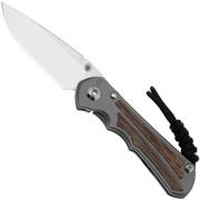 Chris Reeve Small Inkosi SIN-1118 CPM MagnaCut Drop Point, Glass Blasted Titanium, Natural Canvas Micarta Inlay, couteau de poche