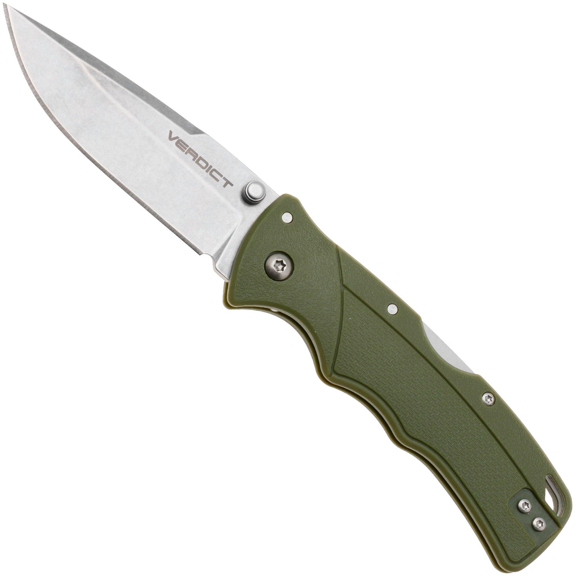 Cold Steel Verdict Spear Point FL-C3SPSSODG Stonewashed 4116SS, OD Green GFN, Taschenmesser