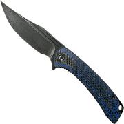 Civivi Dogma C2014DS-2 Damascus, Carbon fibre & Blue G10 coltello da tasca