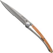 Deejo Wood One-Hand 37g, Juniper wood 1CB502 serrated pocket knife