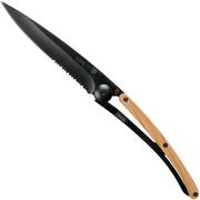 Deejo Wood Black Serrated, 37g, Olive Wood, 1GB000501, couteau de poche