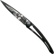 Deejo Tattoo Black 37g, Ebony wood, Latino Skull 1GB106 pocket knife