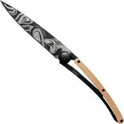 Deejo Tattoo Black 37g, legno di ginepro, Snake 1GB127 coltello da tasca