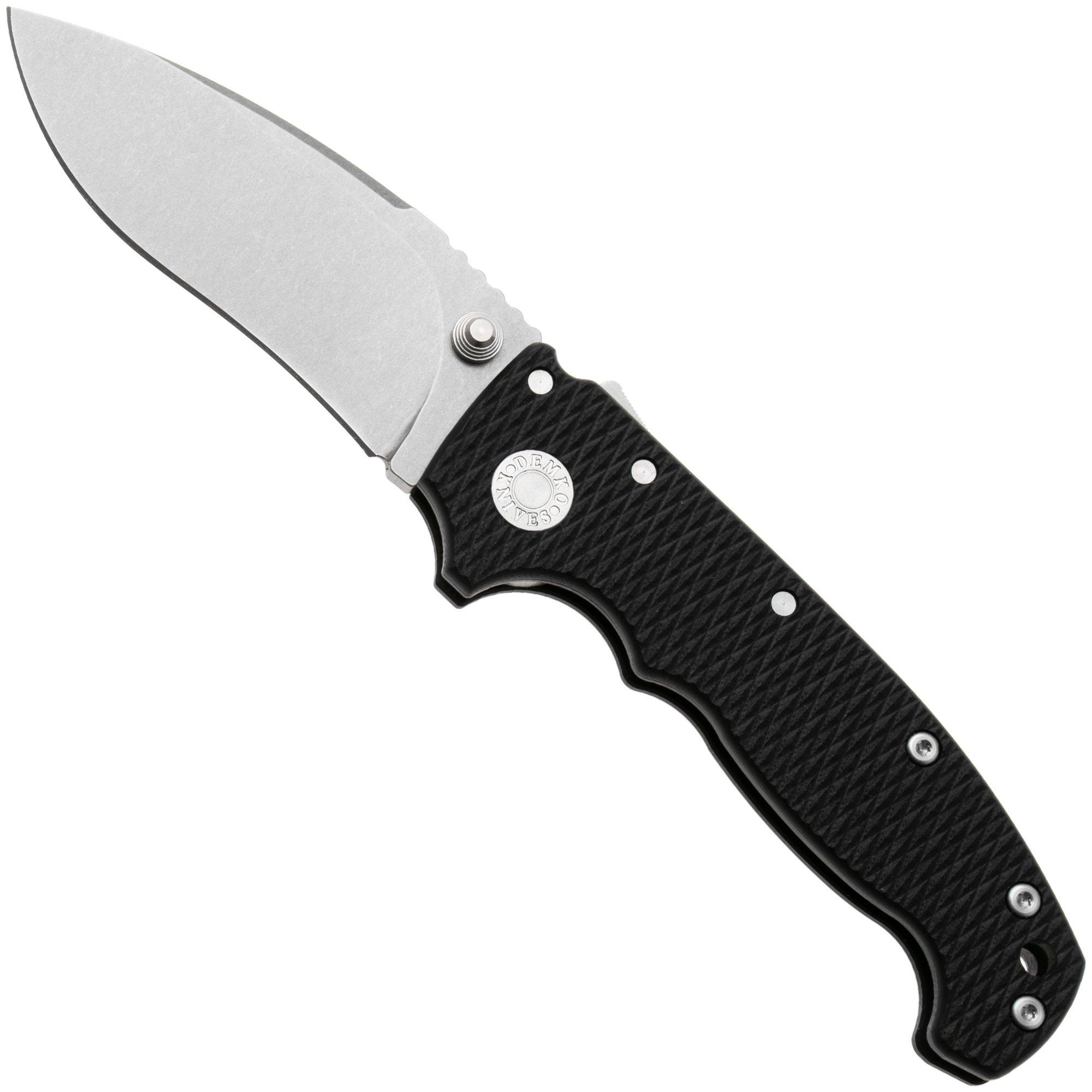 Demko Knives AD20 Kopis V2 AD20-KOP-3V-BKG10 Shark-Lock, Stonewashed CPM 3V, Black G10, Taschenmesser