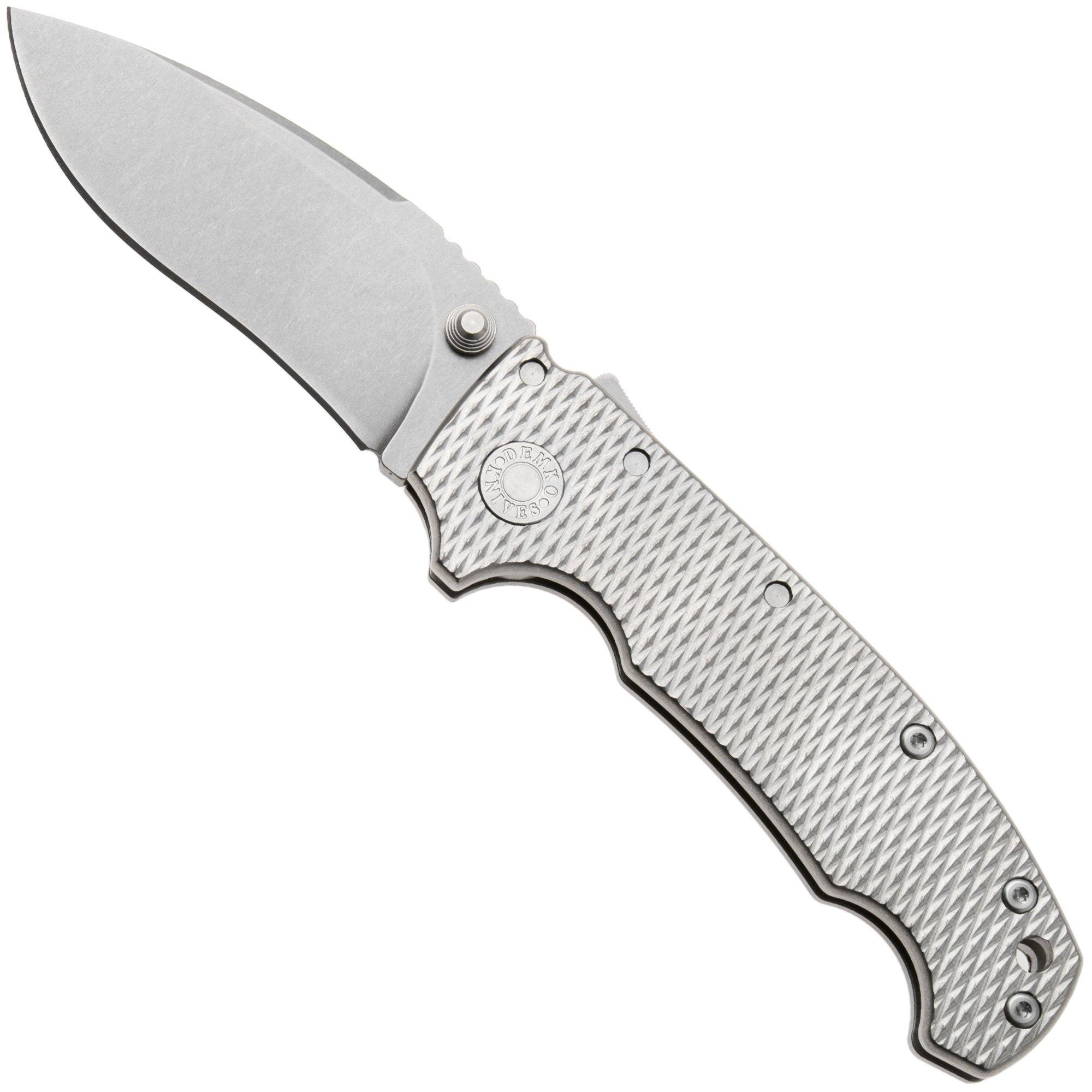 Demko Knives AD20 Kopis V2 AD20-KOP-3V-TTK1 Shark-Lock, Stonewashed CPM 3V, Textured Titanium, Taschenmesser