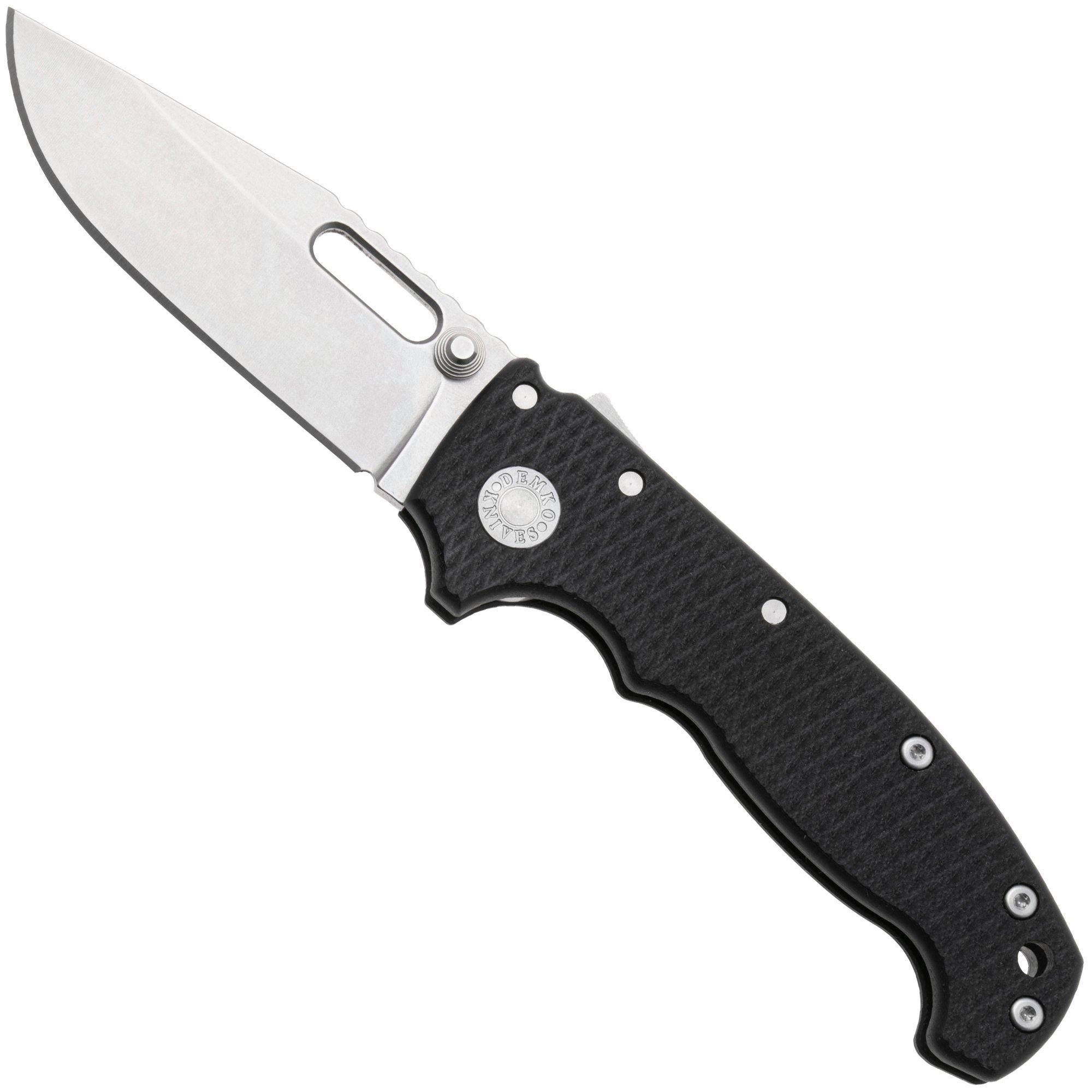 Demko MG AD20 Shark-Lock, Stonewashed MagnaCut Clip Point, MGAD20-MAG-BLK-G10, Black G10 zakmes