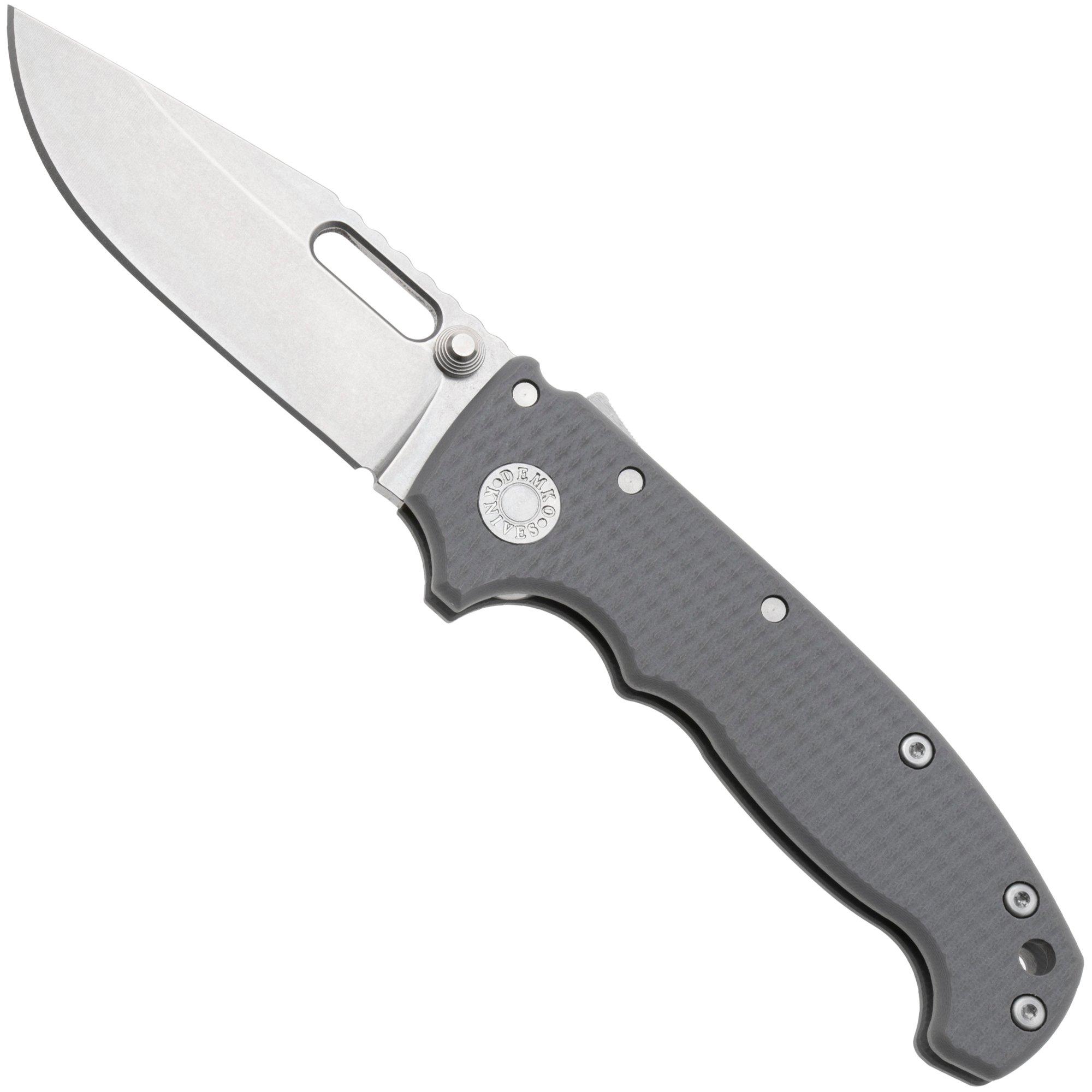 Demko MG AD20 Shark-Lock, Stonewashed MagnaCut Clip Point, MGAD20-MAG-GRY-G10, Grey G10 zakmes