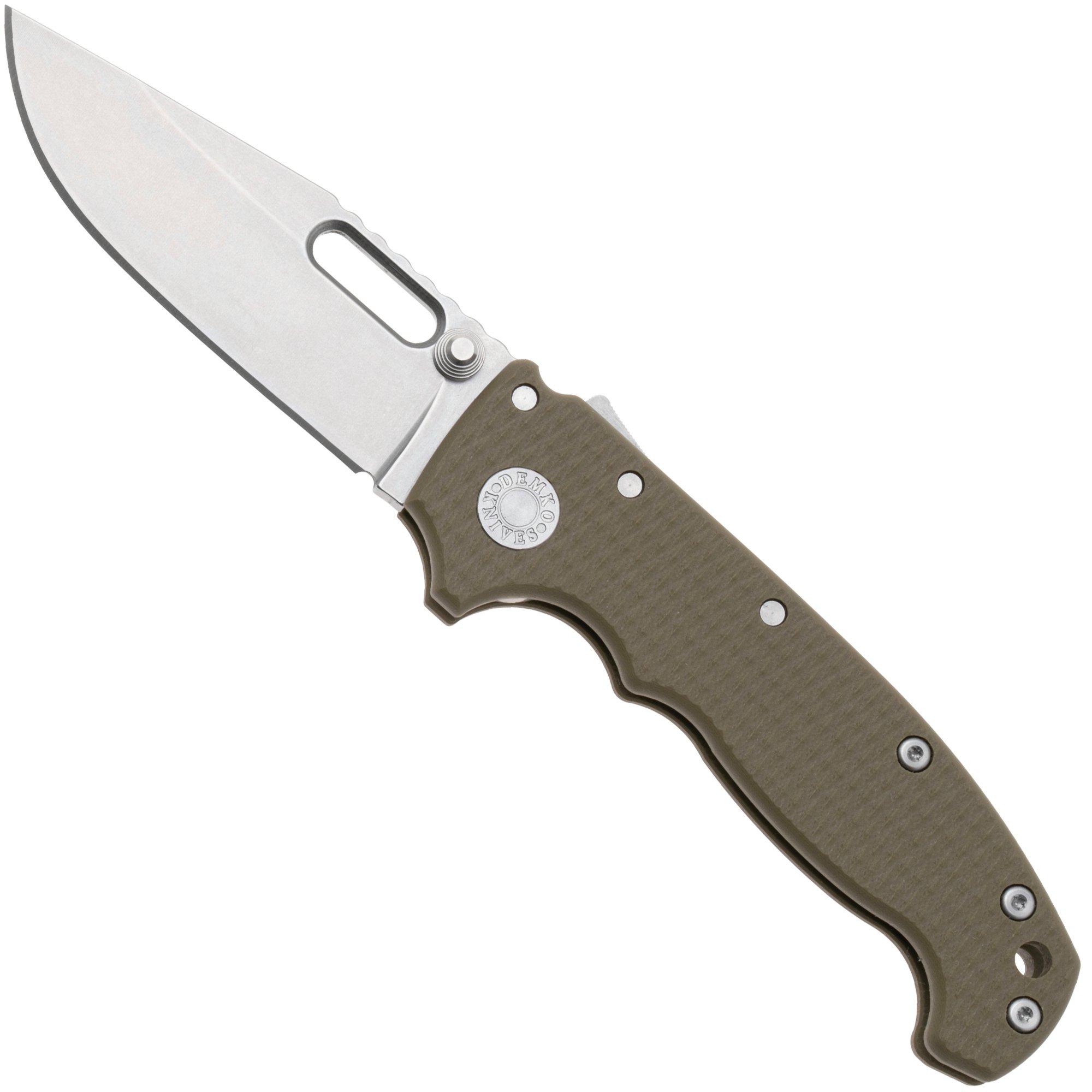 Demko MG AD20 Shark-Lock, Stonewashed MagnaCut Clip Point, MGAD20-MAG-OD-GRN, OD-Green G10 zakmes