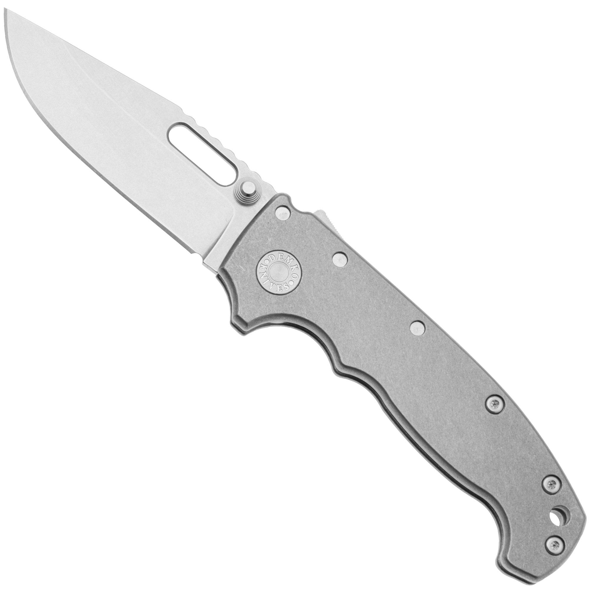Demko Knives MG AD20S Shark-Lock, CPM 20CV Clip Point MGAD20S-TI-PLAIN Plain Titanium, Taschenmesser