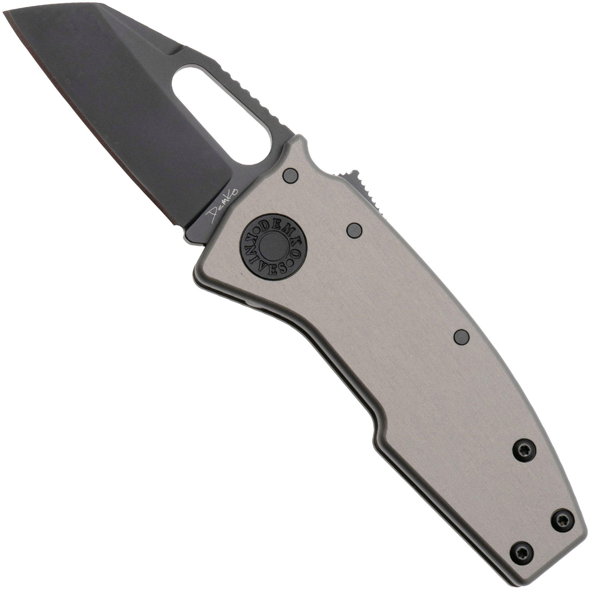 Demko Nano-Shark, NANO-20CV-ARTILLERY GREY ALUM-SF, Stealth DLC CPM 20CV Shark Foot, Artillery Grey Aluminum pocket knife