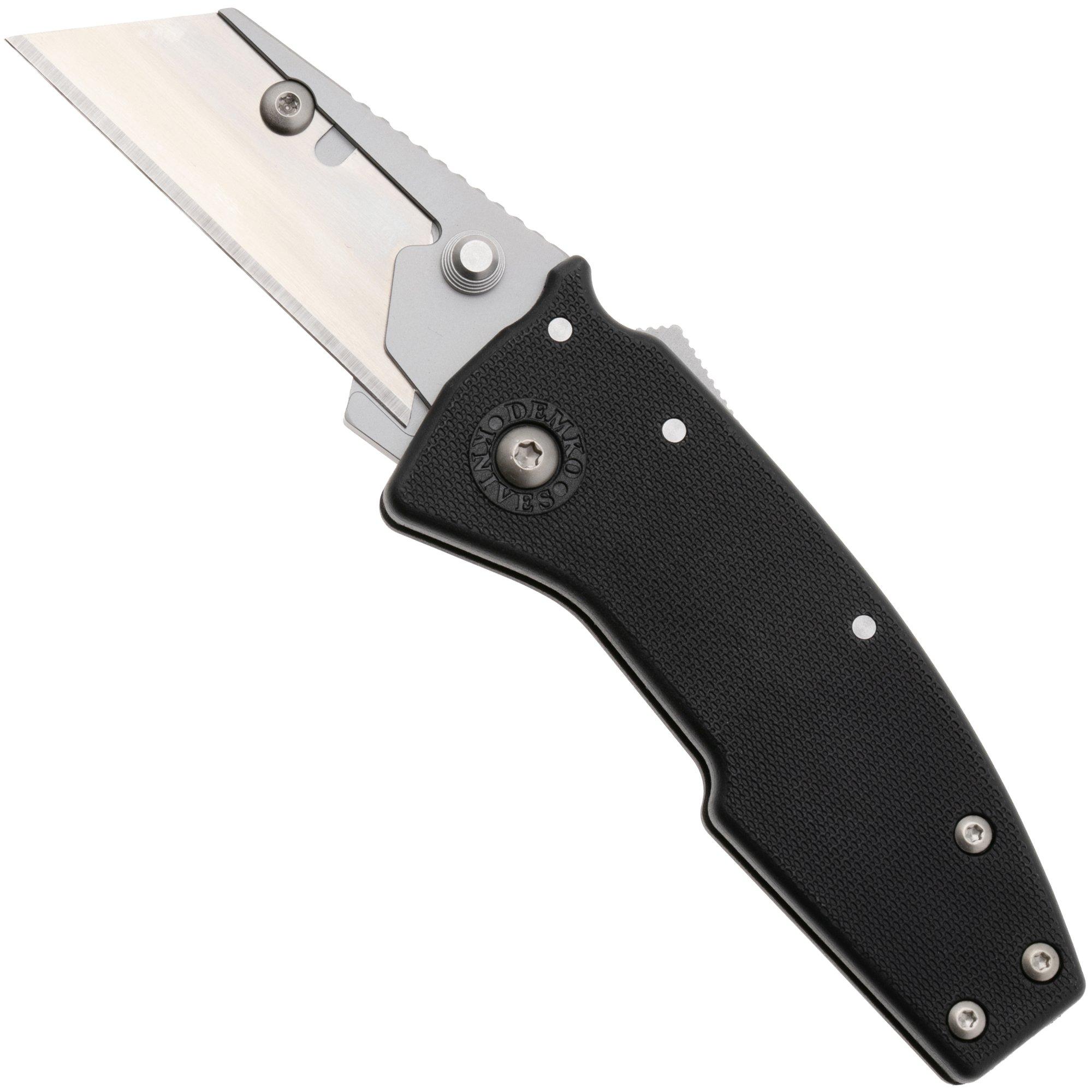 Demko Razor-Shark, RAZOR-SHARK-BLACK, Satin Stainless Steel, Black GRN utility pocket knife