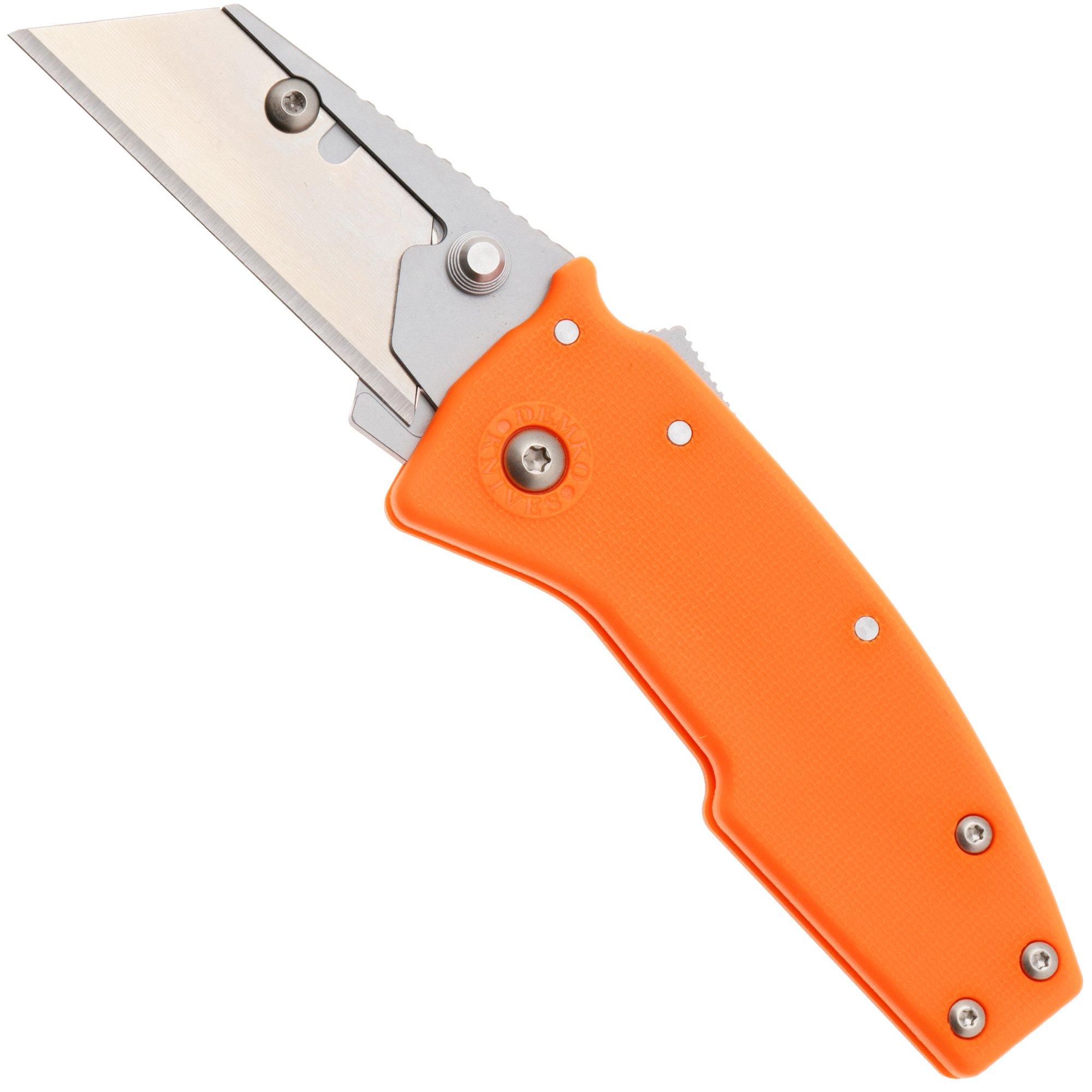 Demko Razor-Shark, RAZOR-SHARK-ORANGE, Satin Stainless Steel, Orange GRN, couteau de poche / cutter