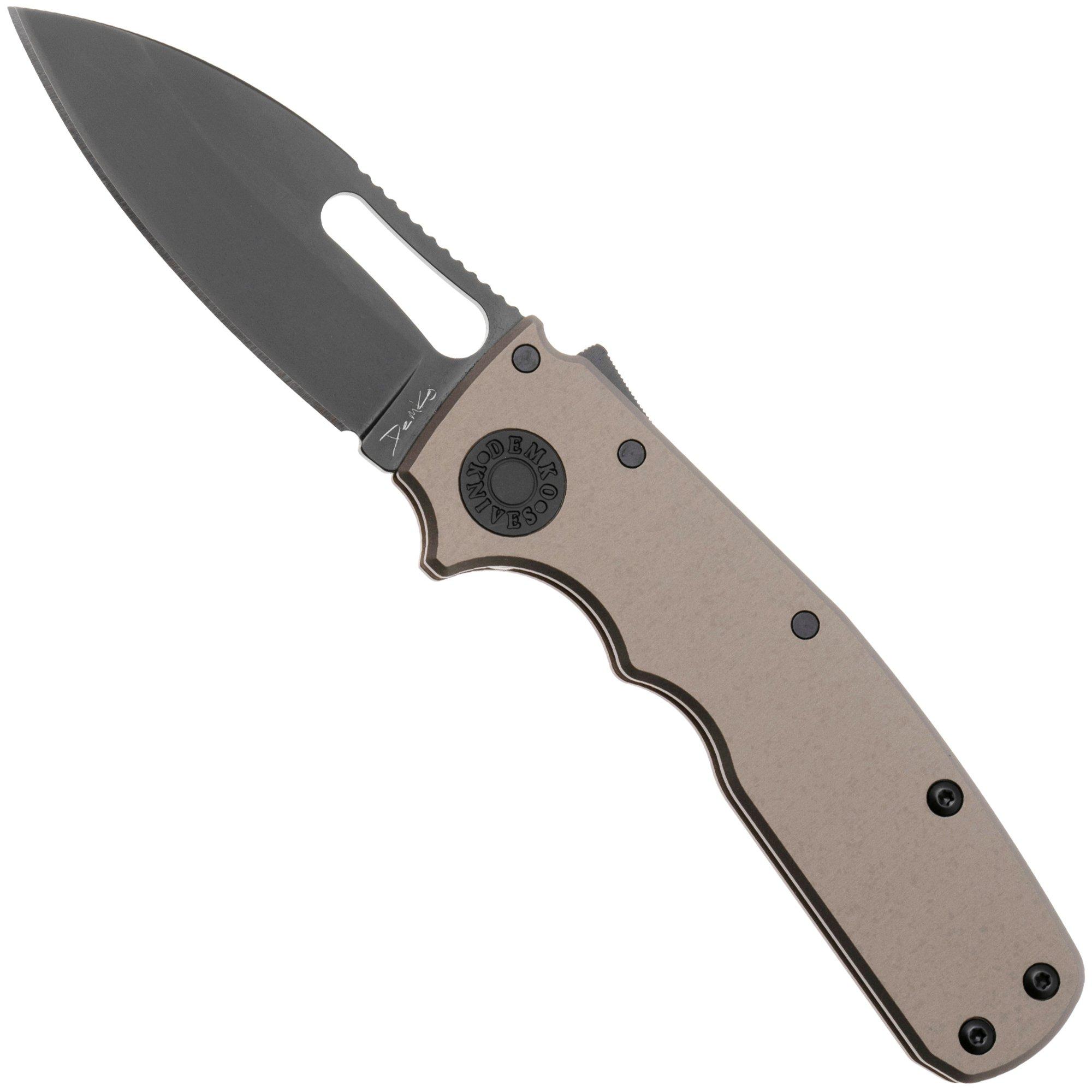 Demko Knives Shark-Cub Shark-Lock Slicer Shark SC-20CV-BLKG10-SS Artillery Grey Anodized Aluminium, zakmes