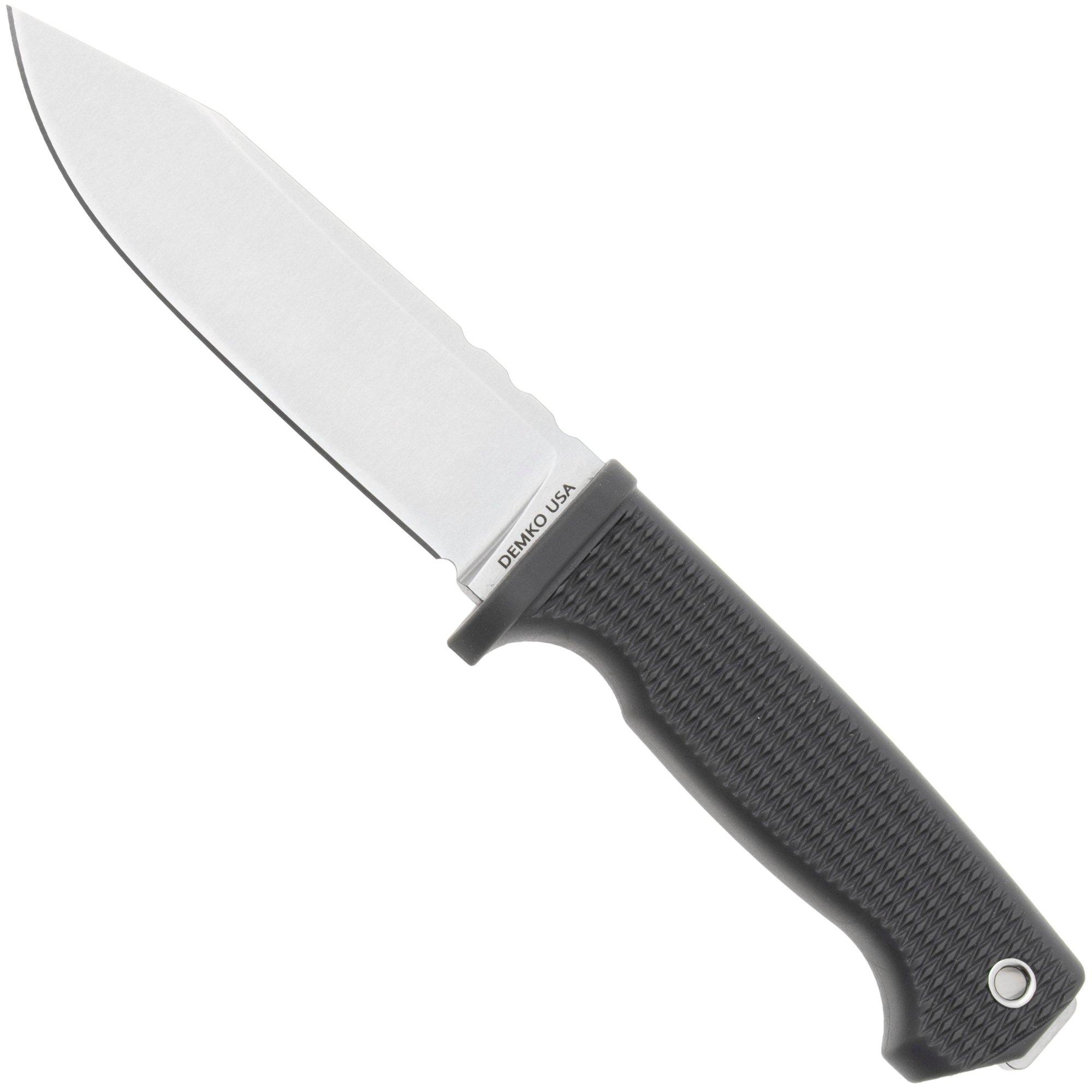 Demko Knives American Made FreeReign, Stonewashed CPM 3V Clip Point, USA-FR-3V-GRY-CLP, Grey Rubber outdoormes