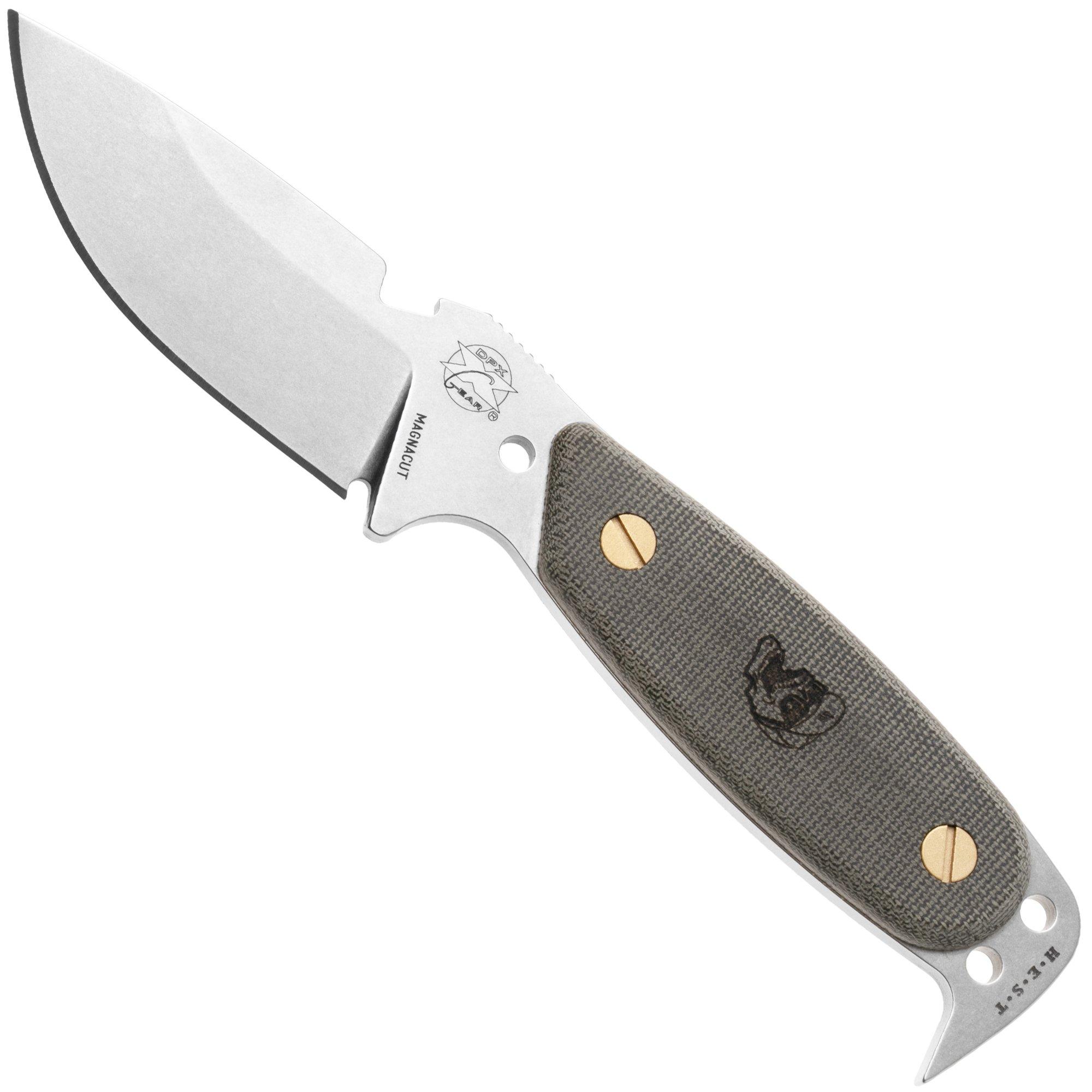 DPx HEST Original DPHSX200, Stonewashed CPM MagnaCut, Green Micarta vaststaand mes