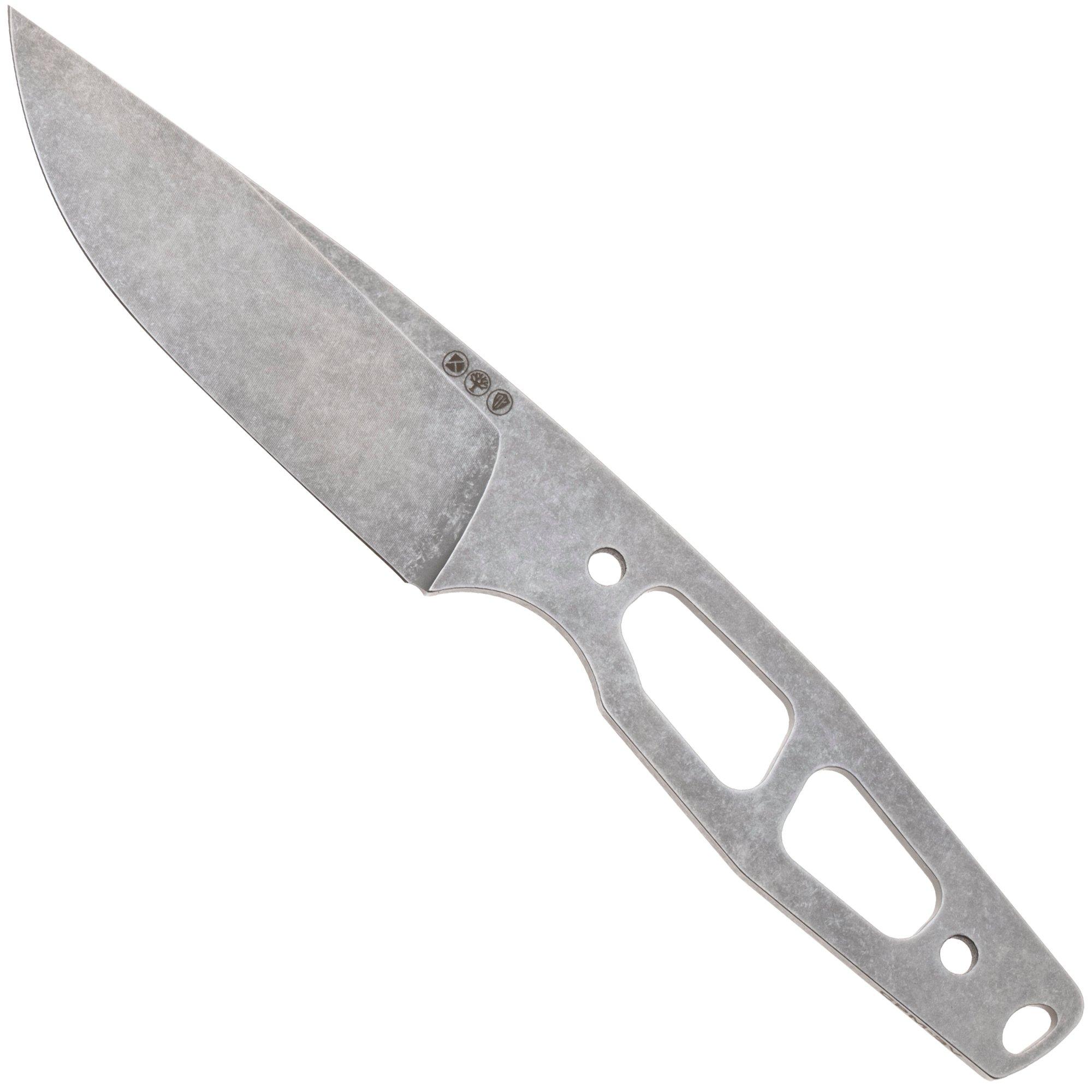 Daily Customs AK4 P10017387, Stonewashed CPM 3V Drop Point, fixed knife