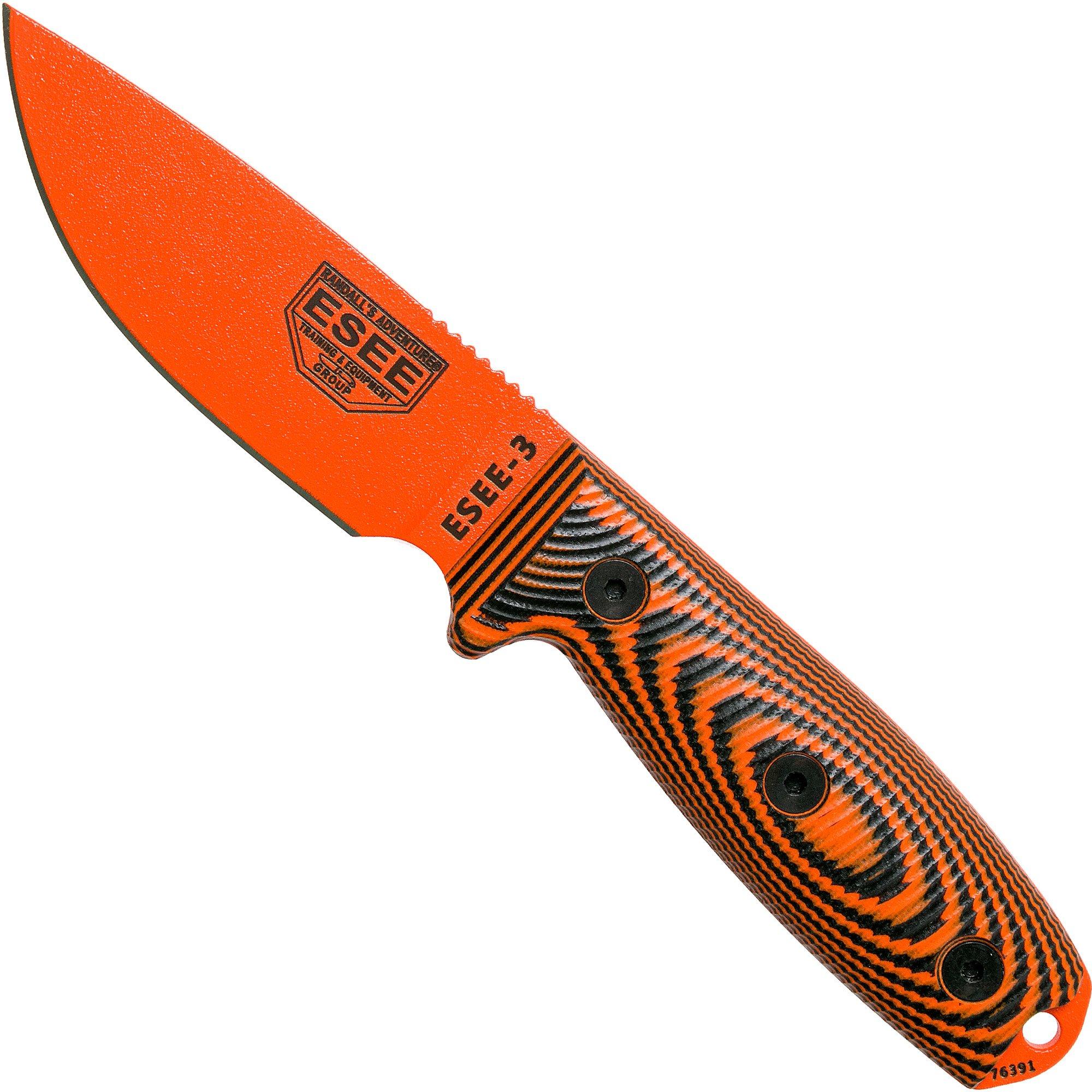 ESEE Model 3 Orange Blade 3D Orange-Black G10 couteau de survie 3PMOR-006 étui noir + clip de poche