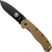 ESEE Avispa coltello da tasca, black D2 blade, Coyote Brown handle BRK1302CBB