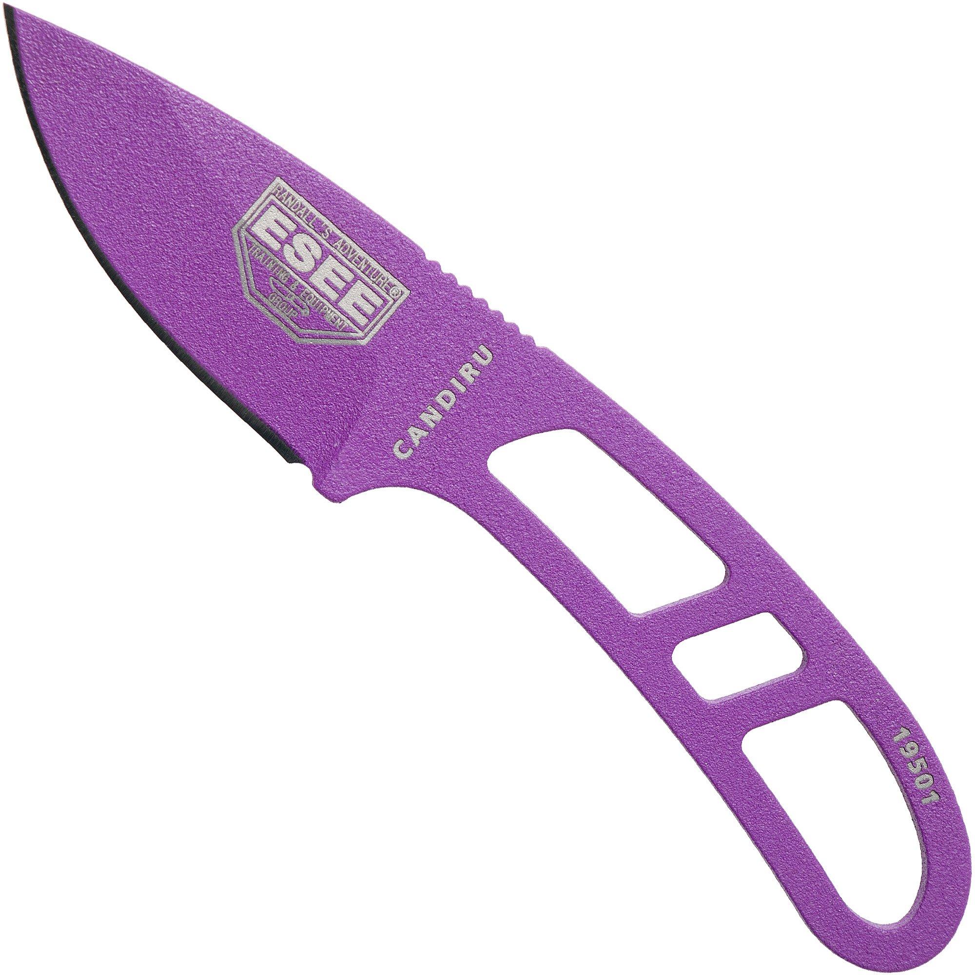 Nóż typu neck ESEE Candiru Purple CAN-PURP biały pokrowiec + klips do paska