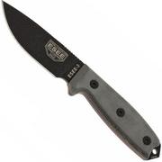 ESEE Model 3 black blade, grey handle 3P-MB-B with sheath + clip and MOLLE-back