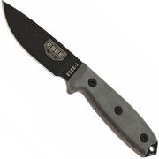 ESEE Model 3 black blade, grey handle 3P-MB-B met schede + clip en MOLLE-back