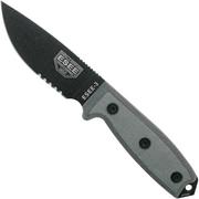 ESEE Model 3 serrated, grey handle 3S met schede + clip