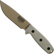 ESEE Model 4 dark earth lama, manico grigio 4P-MB-DE con fodero nero + clip e MOLLE-back