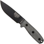 ESEE Model 4 black blade, grey handle 4P-MB with coyote sheath + clip and MOLLE-back