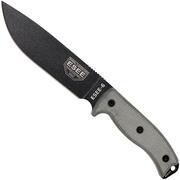 ESEE Model 6 black blade, grey handle 6P met bruine schede + riemclip