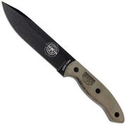 ESEE Model CM6 black, survivalmes met kydex schede + riemclip