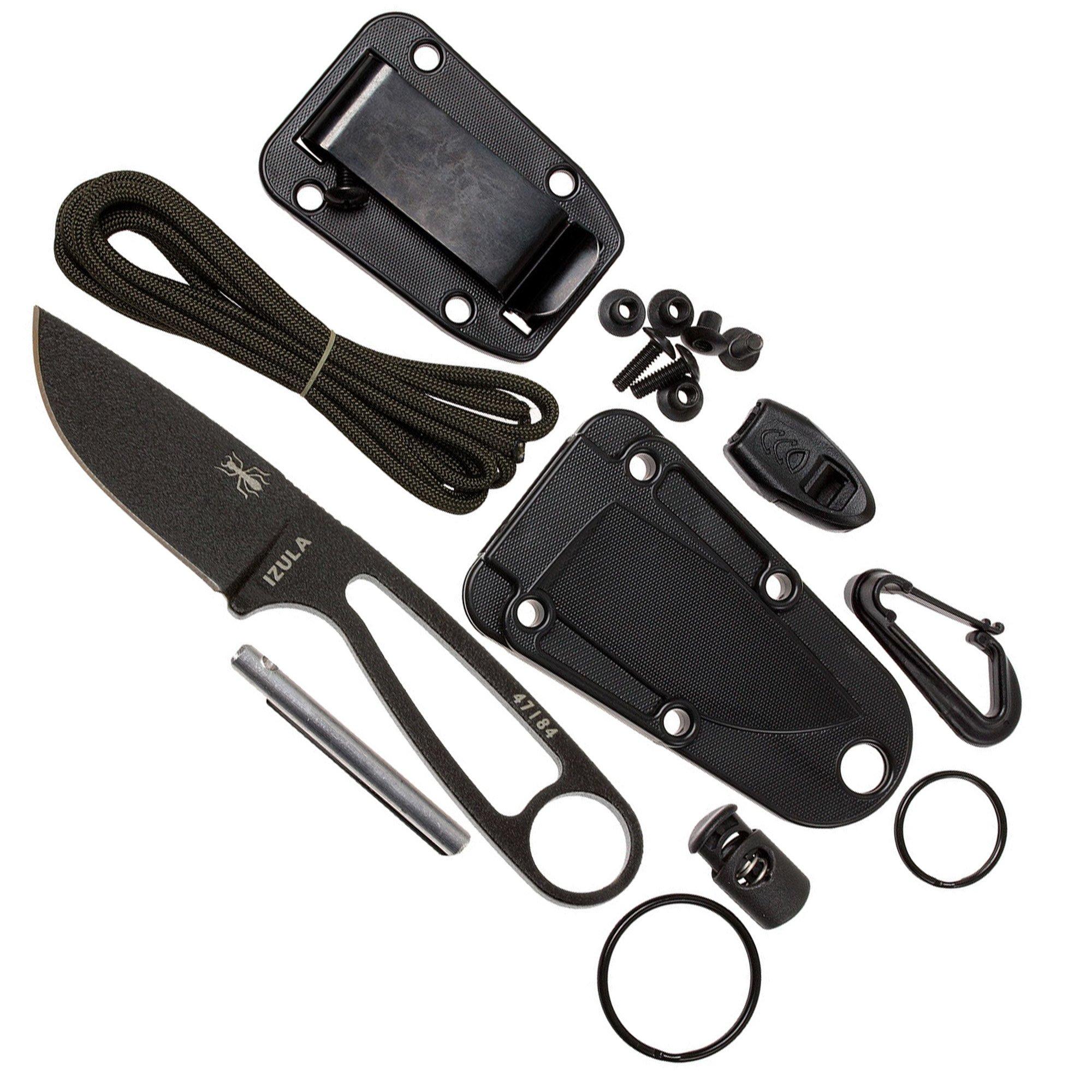 Zestaw survivalowy ESEE Izula Black IZULA-B-KIT, z pokrowcen i krzesiwem