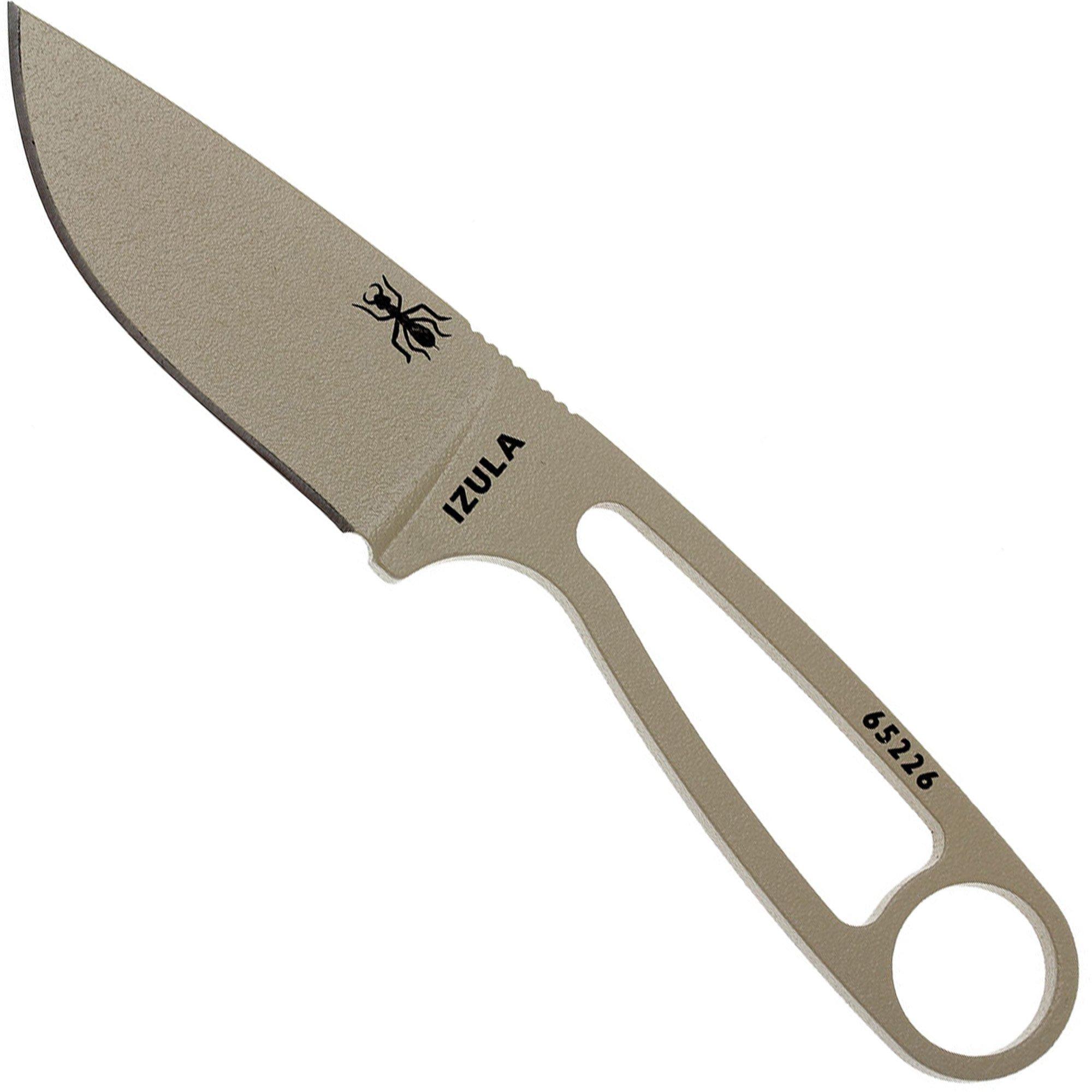 Nóż typu neck ESEE Knives Izula Desert Tan, IZULA-DT, czarny pokrowiec + klips do paska
