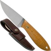 Brisa Bobtail 80 mustard micarta handle, 12C27, Multi-carry sheath 9951