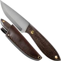Image for Brisa Bobtail 80 bison micarta handle, 12C27 scandi, leather sheath 9955