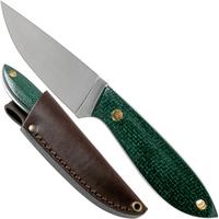 Image pour Brisa Bobtail 80 green micarta handle, 12C27, étui en cuir 9958