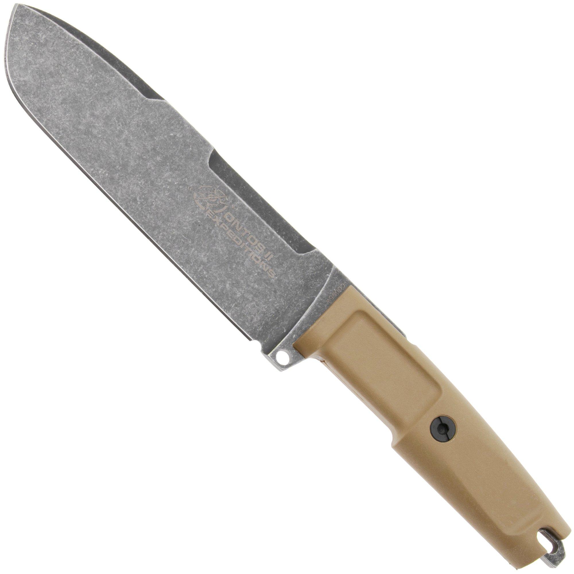 Extrema Ratio Ontos II Expeditions 04.1000.0122/EXP, Darkwashed Böhler N690, Desert Tan Forprene, vaststaand mes
