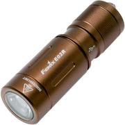 Fenix E02R rechargeable keychain flashlight, 200 lumens, brown