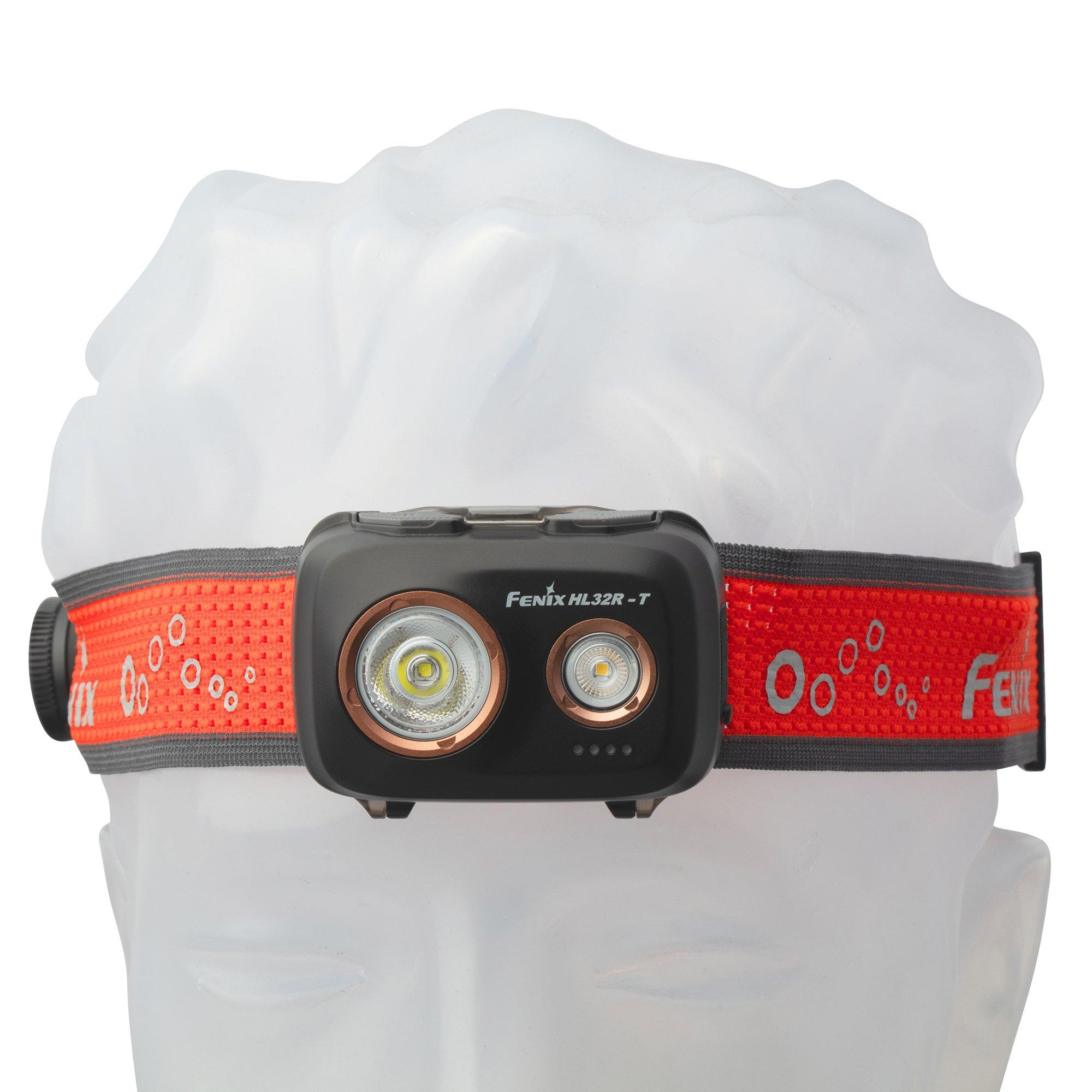 Latarka czołowa Fenix HL32R-T, ładowana, czarna, 800 lumenów