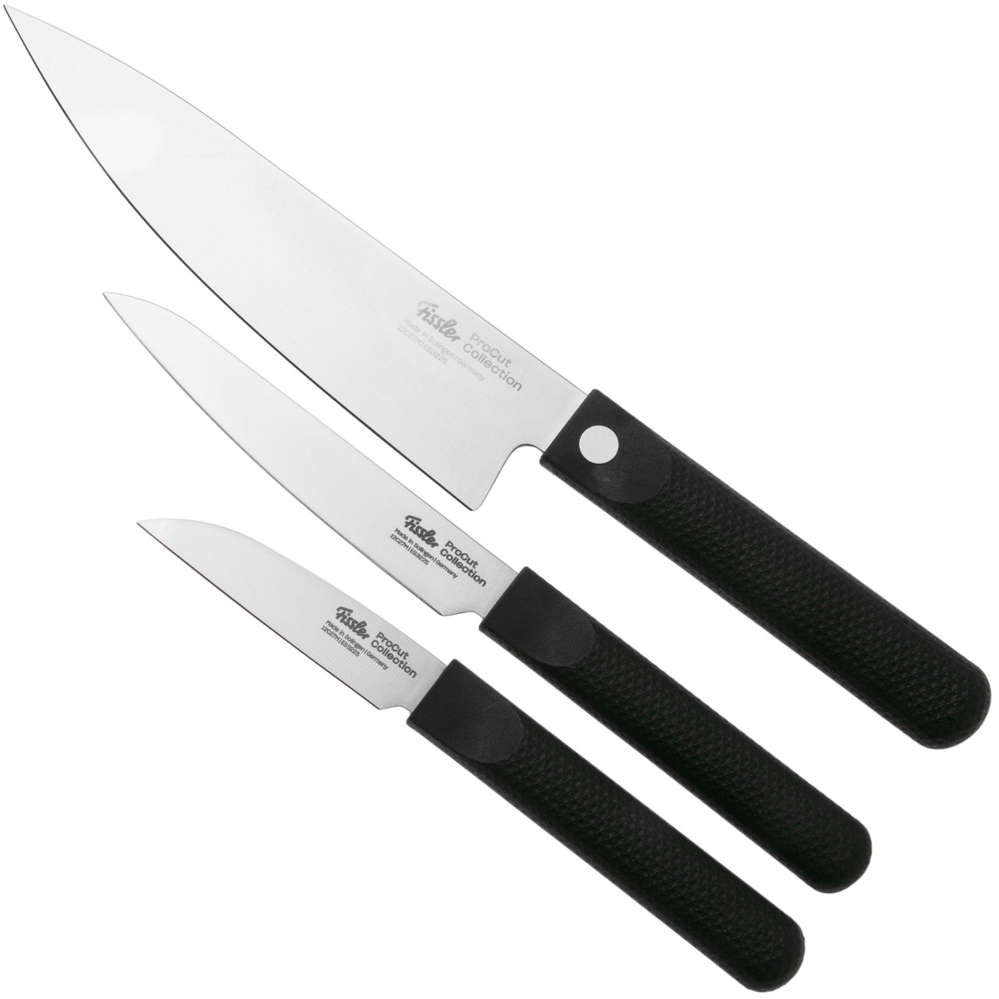 Fissler ProCut 001-029-03-000/0, 3-delige messenset met koksmes, universeelmes, en officemes