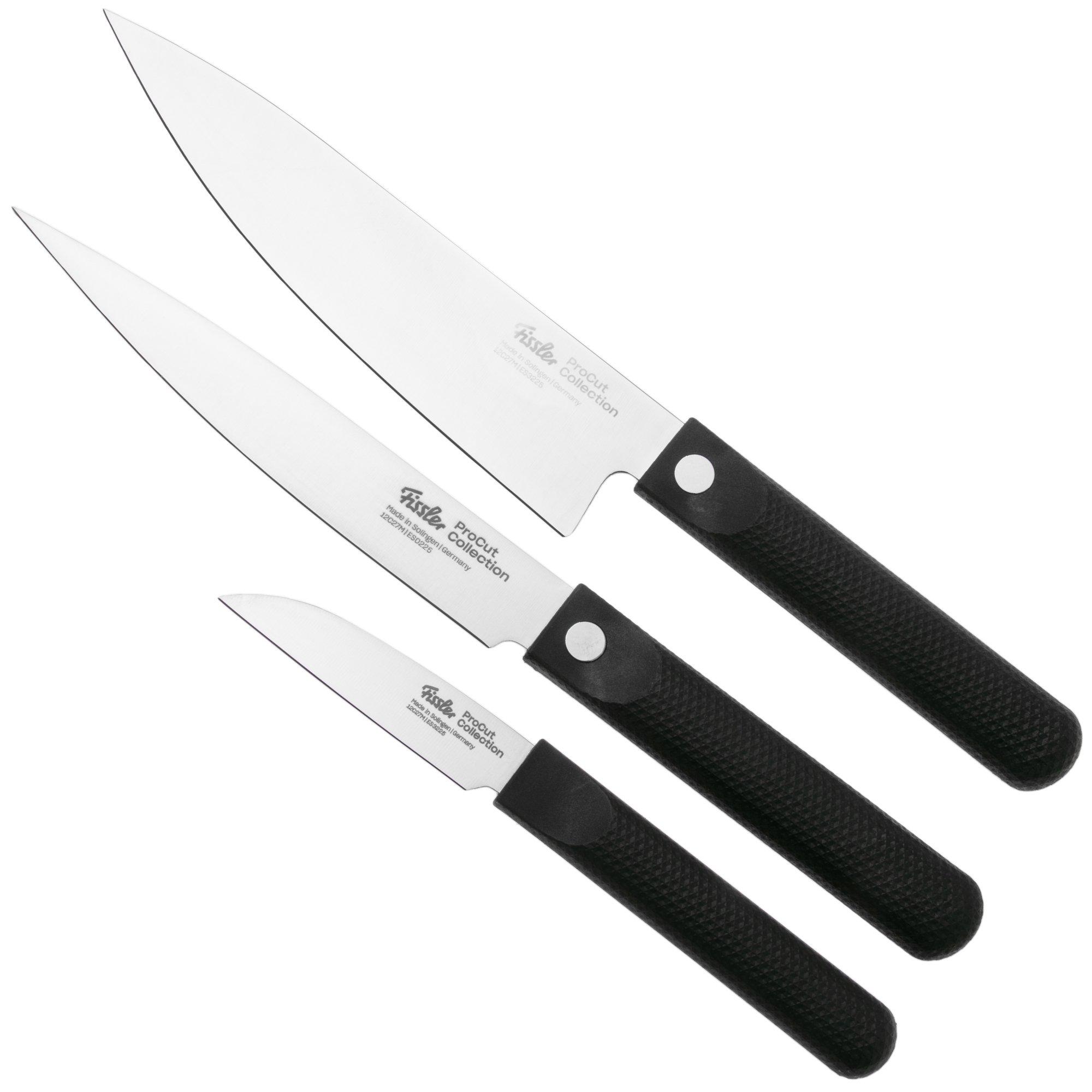 Fissler ProCut 001-039-03-000/0, 3-piece knife set with chef's knife, meat carving knife and paring knife