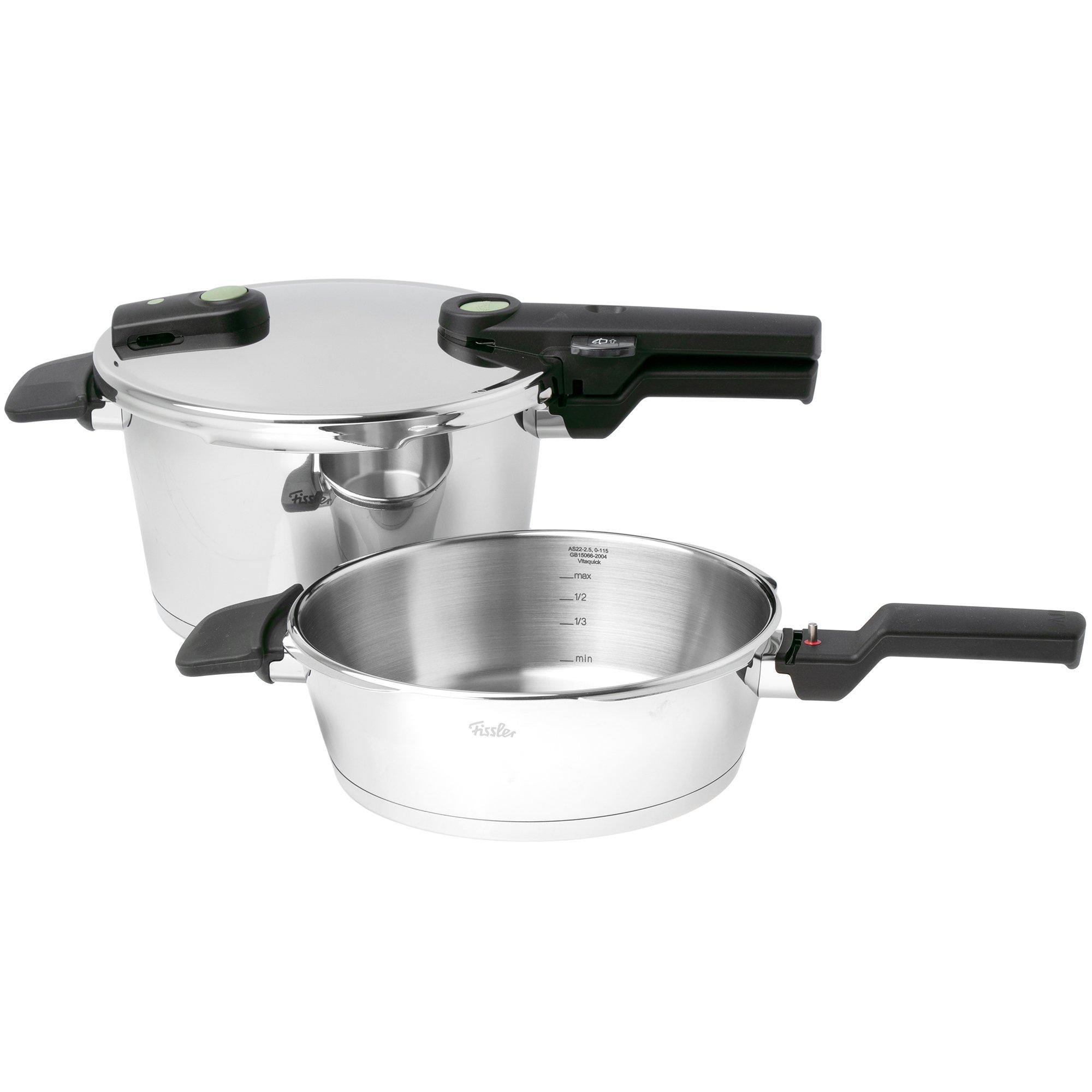 Fissler Vitaquick Elemental 600-460-11-000/0 Sage Green, 2-piece pressure cooker set, 22 cm, 2,5l and 4,5l