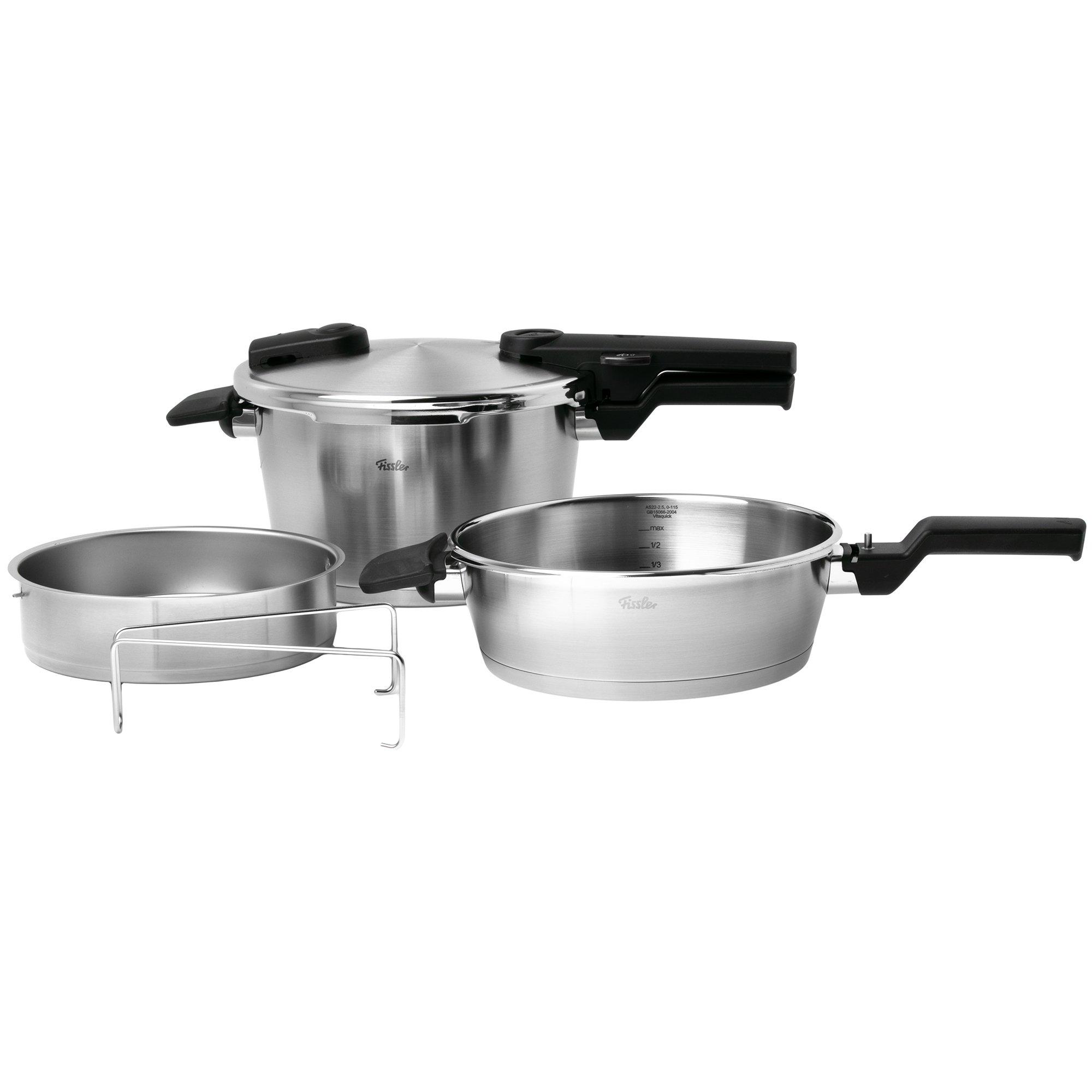 Fissler Vitaquick Premium 602-410-11-070-0, 2-delige snelkookpanset, 2.5L, 4.5L met stoominzet