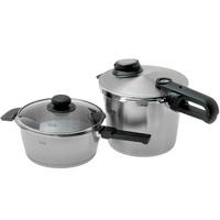 Image for Fissler Vitavit Premium 622-412-13-090, 4-piece pressure cooker set with steam insert and glass lid