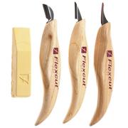 Image for Flexcut Slim Handle Detail Knife Set KN400, wood carving knife set