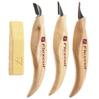 Image for Flexcut Slim Handle Detail Knife Set KN400, wood carving knife set