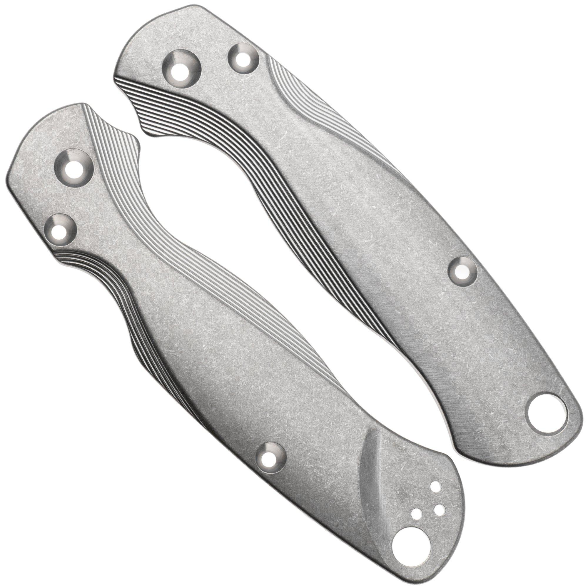 Flytanium Spyderco Paramilitary 2 Lotus Scales FLY0799 Stonewashed Titanium, handle scales