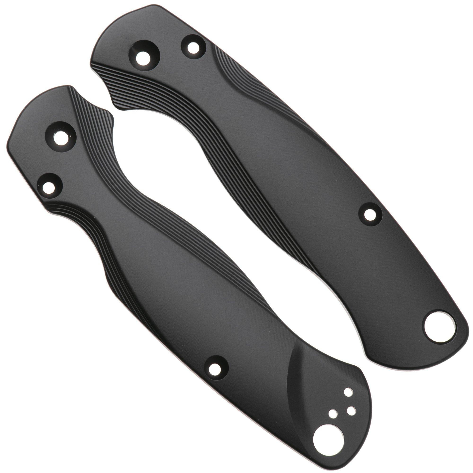 Flytanium Spyderco Paramilitary 2 Lotus Scales FLY0905 Black Titanium, handle scales