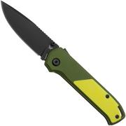 Flytanium Arcade Shark-Lock 1254 Black DLC, OD Green Aluminum, Yellow G10 Inlay, couteau de poche